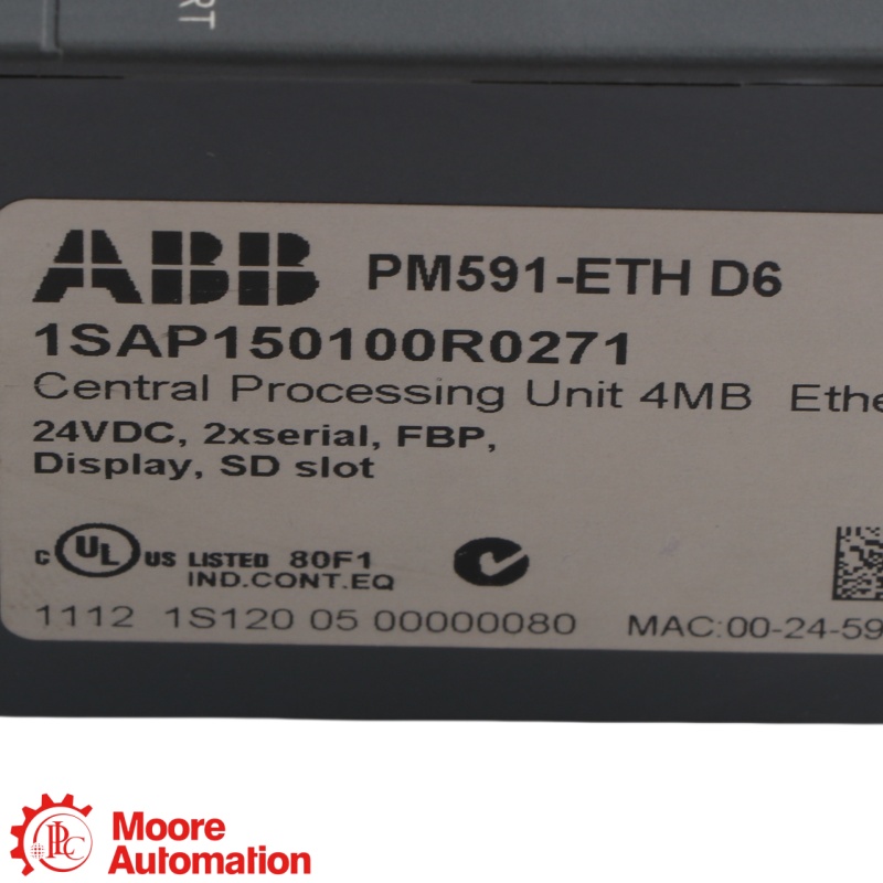 Процессор ПЛК ABB PM591-ETH AC500 с Ethernet